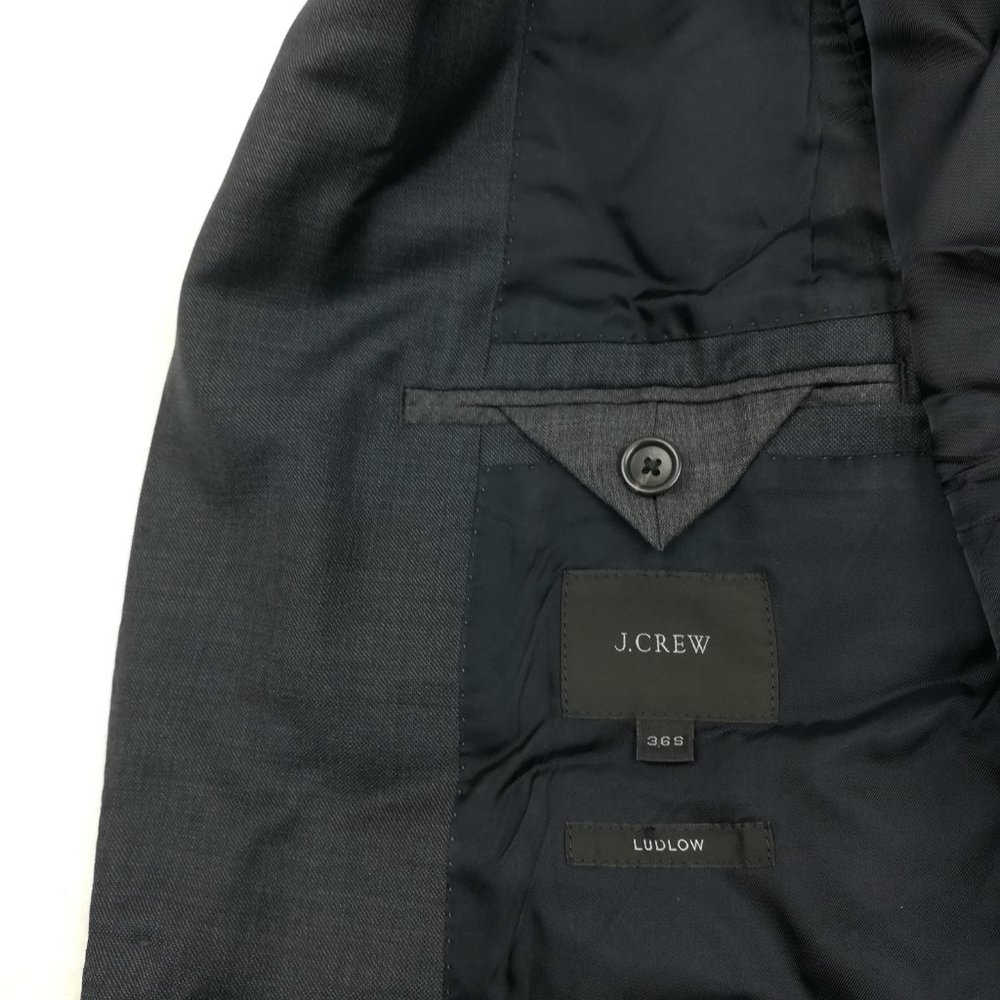 J Crew 36S Ludlow Slim Fit Italian Wool Sharkskin Blue Sport Coat Suit Jacket - Picture 6 of 10